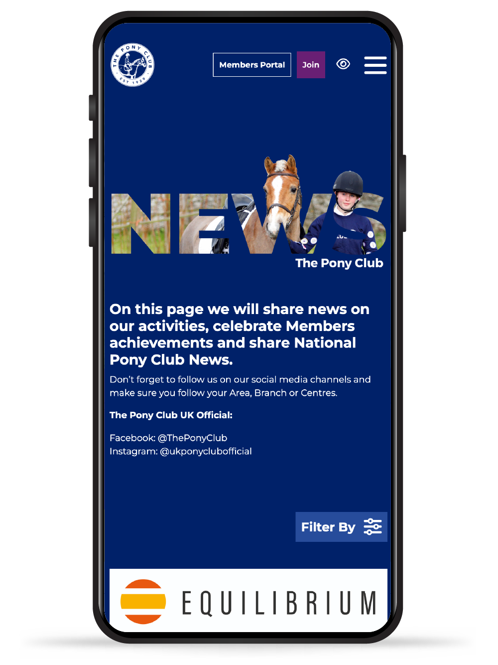 New mobile user experience for the Pony Club Website