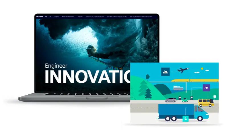 Siements website example with illustration