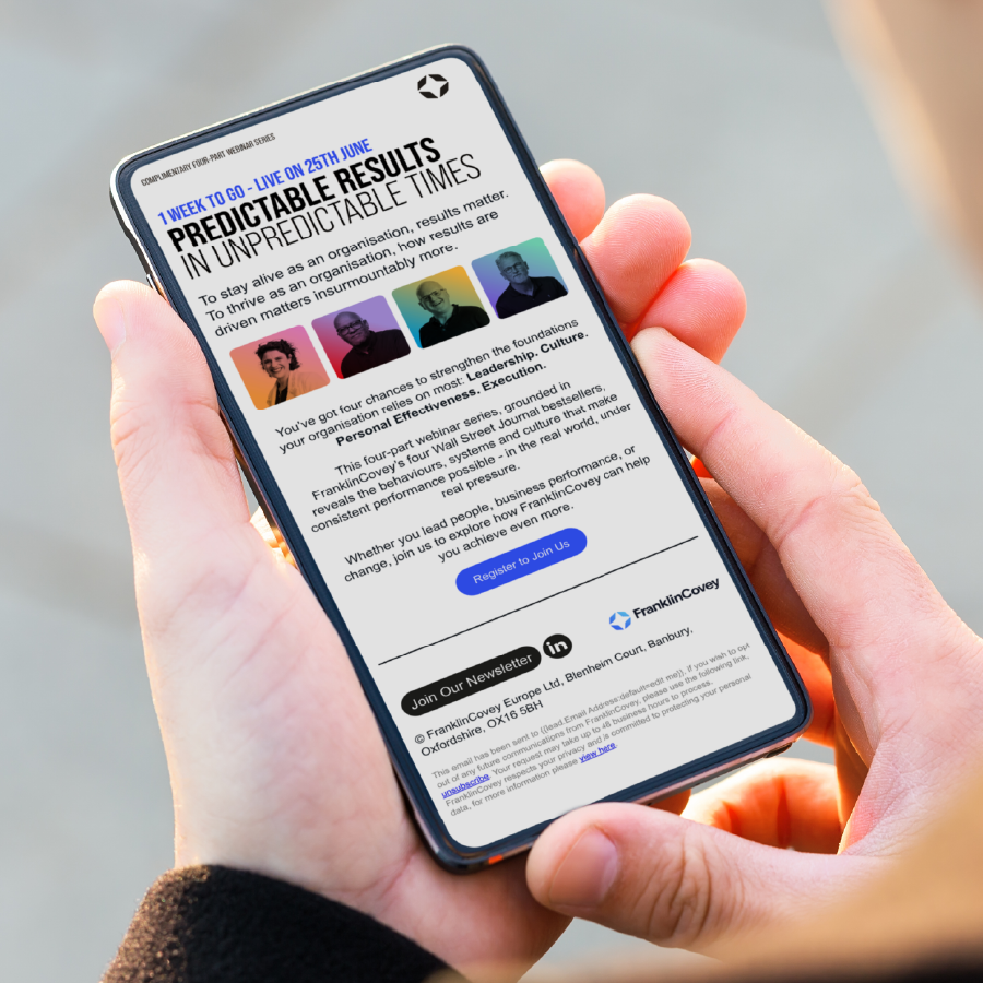 Mobile user experience of custom email design for FranklinCovey